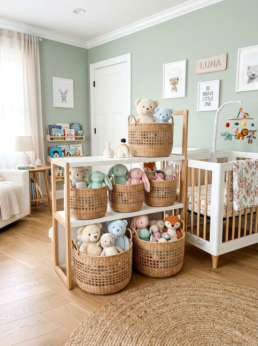 Wicker Basket Nursery Toy Storage - 25 Spring Wicker Basket Decor Ideas