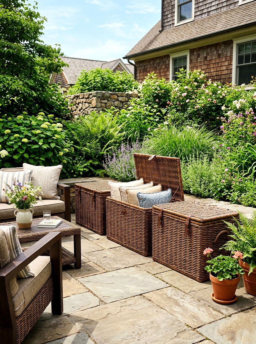 Wicker Basket Outdoor Patio Storage - 25 Spring Wicker Basket Decor Ideas