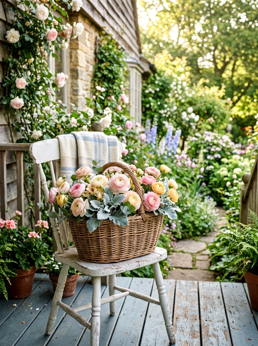 Wicker Basket Planter - 25 Spring Flower Pot Ideas