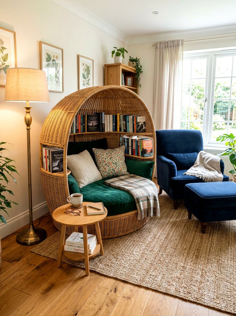 Wicker Basket Reading Nook - 25 Spring Wicker Basket Decor Ideas