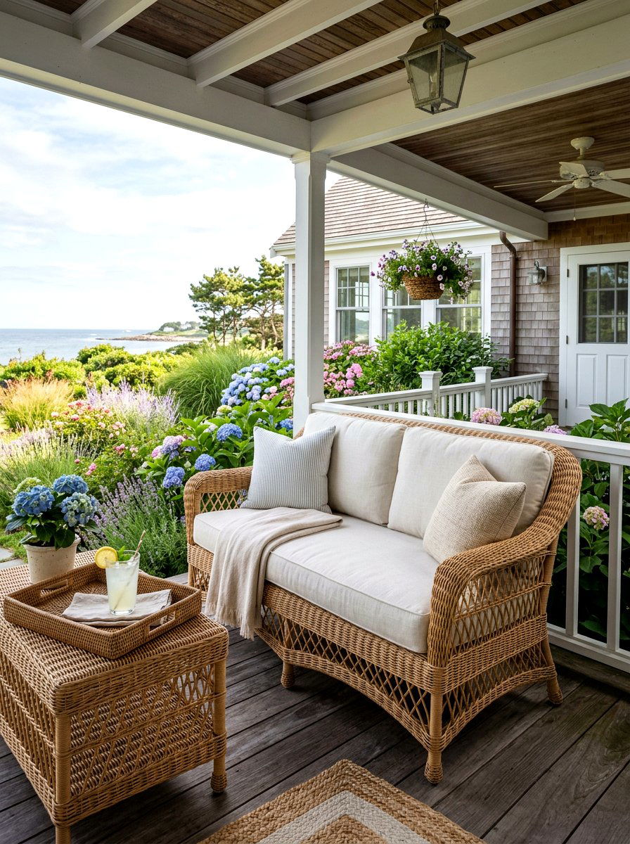 Wicker Bench Spring Porch - 25 Spring Outdoor Bench Decor Ideas