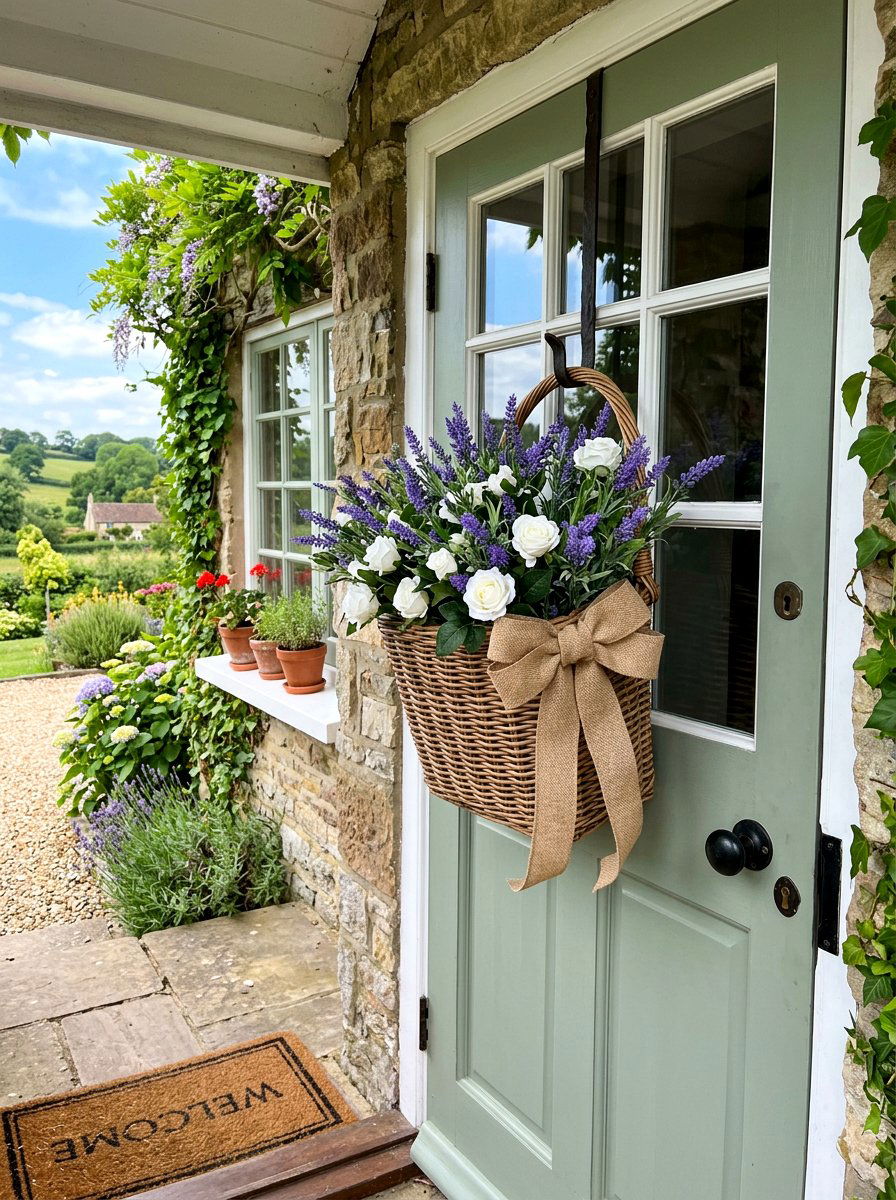 Wicker Bicycle Basket - 25 Spring Repurposed Decor Ideas