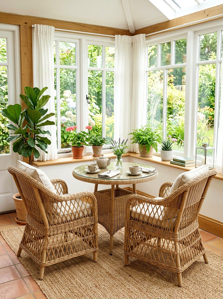 Wicker Bistro Set - 25 Spring Enclosed Porch Decor Ideas