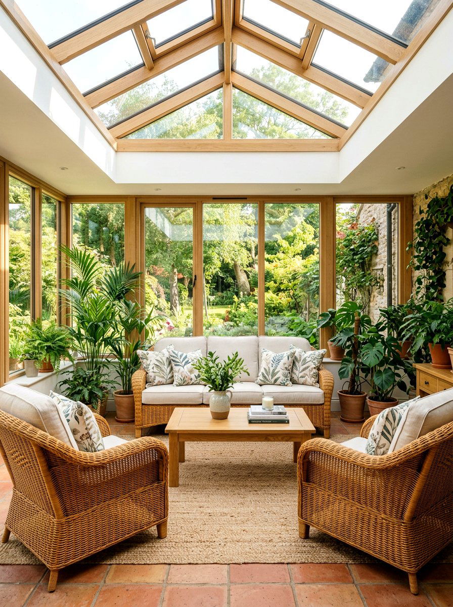 Wicker Furniture Set - 25 Spring Conservatory Decor Ideas