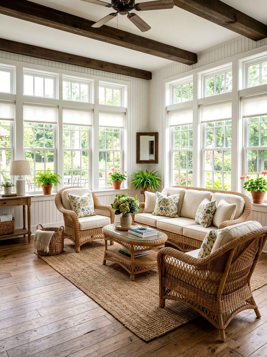 Wicker Furniture Set - 25 Spring Three Season Room Decor Ideas