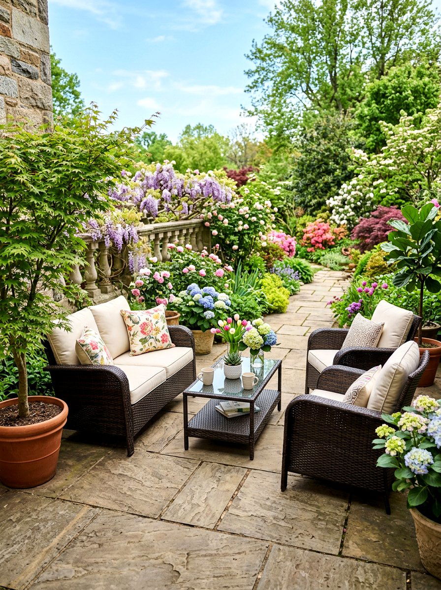 Wicker Patio Set - 25 Back Porch Spring Decor Ideas