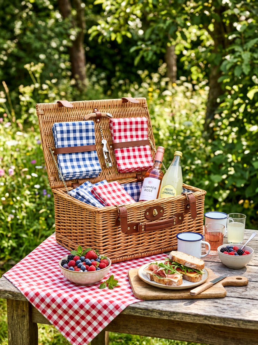 Wicker Picnic Basket - 25 Spring Mimosa Bar Decor Ideas