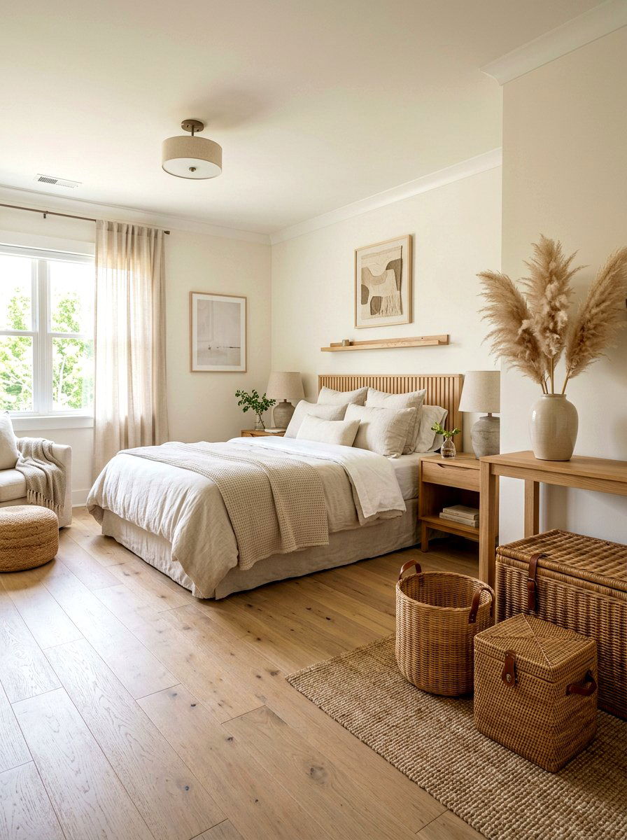 Wicker Storage Baskets - 25 Spring Guest Bedroom Decor Ideas