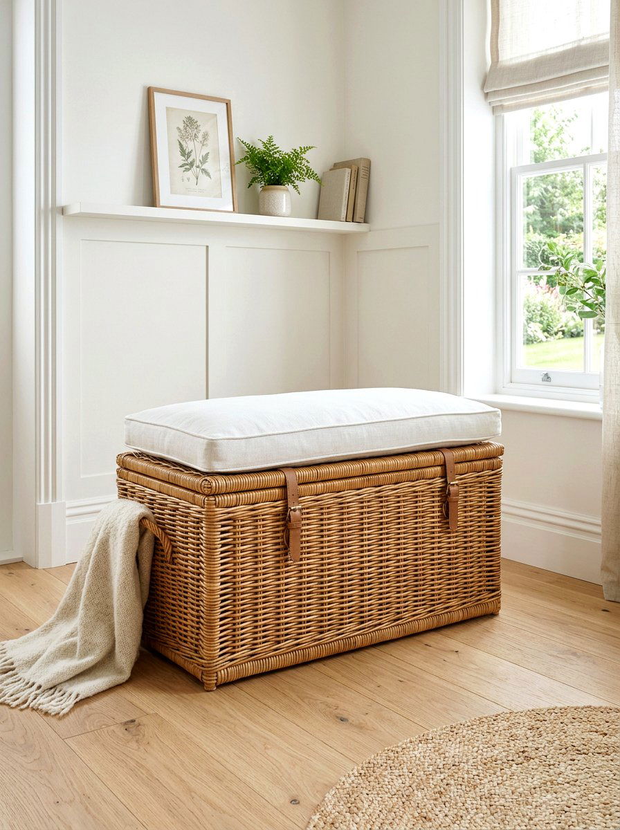 Wicker Trunk Bench - 25 Spring Bedroom Bench Ideas
