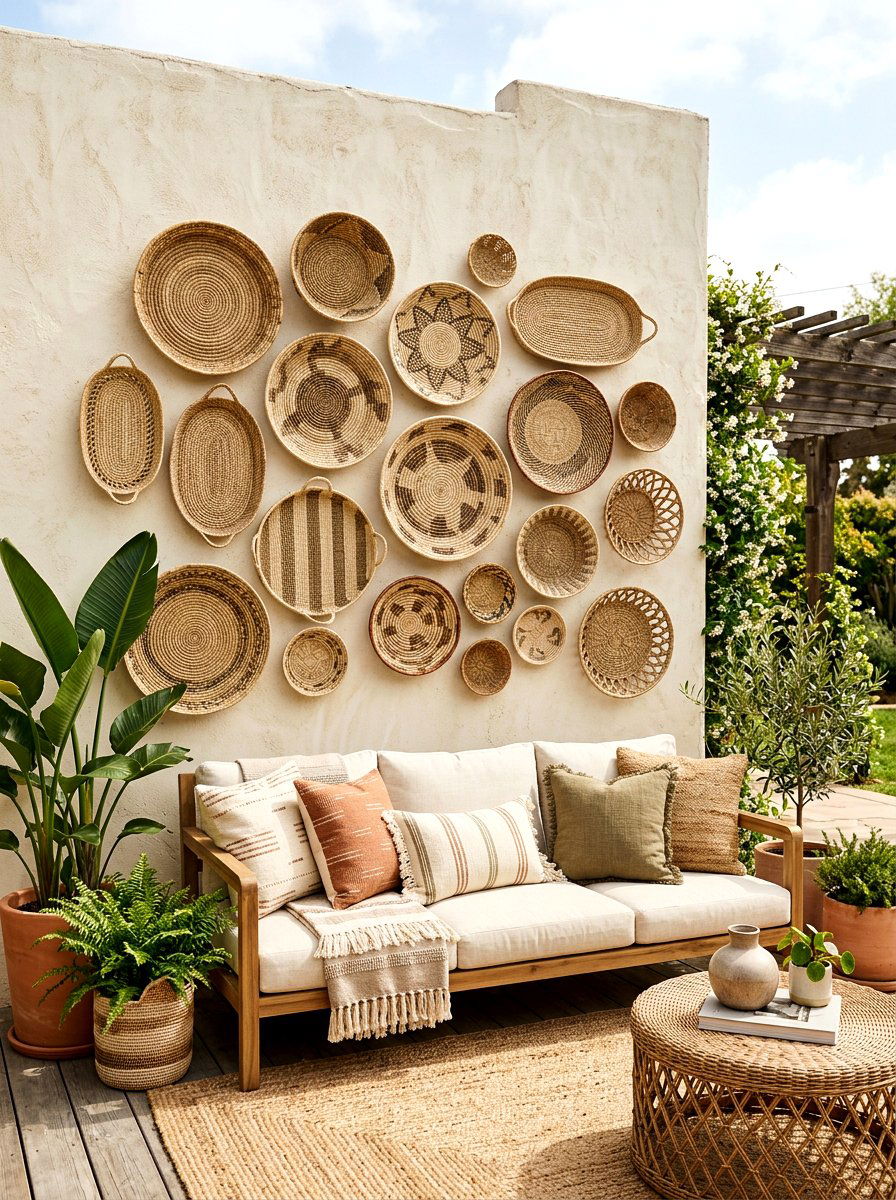 Wicker Wall Basket - 25 Spring Patio Wall Decor Ideas
