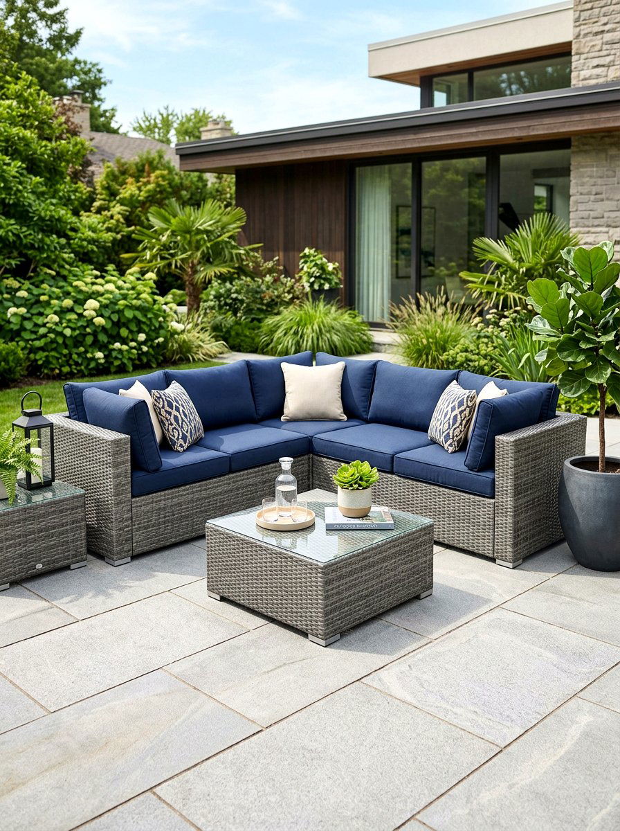 Wicker patio furniture - 25 Backyard Spring Decor Ideas