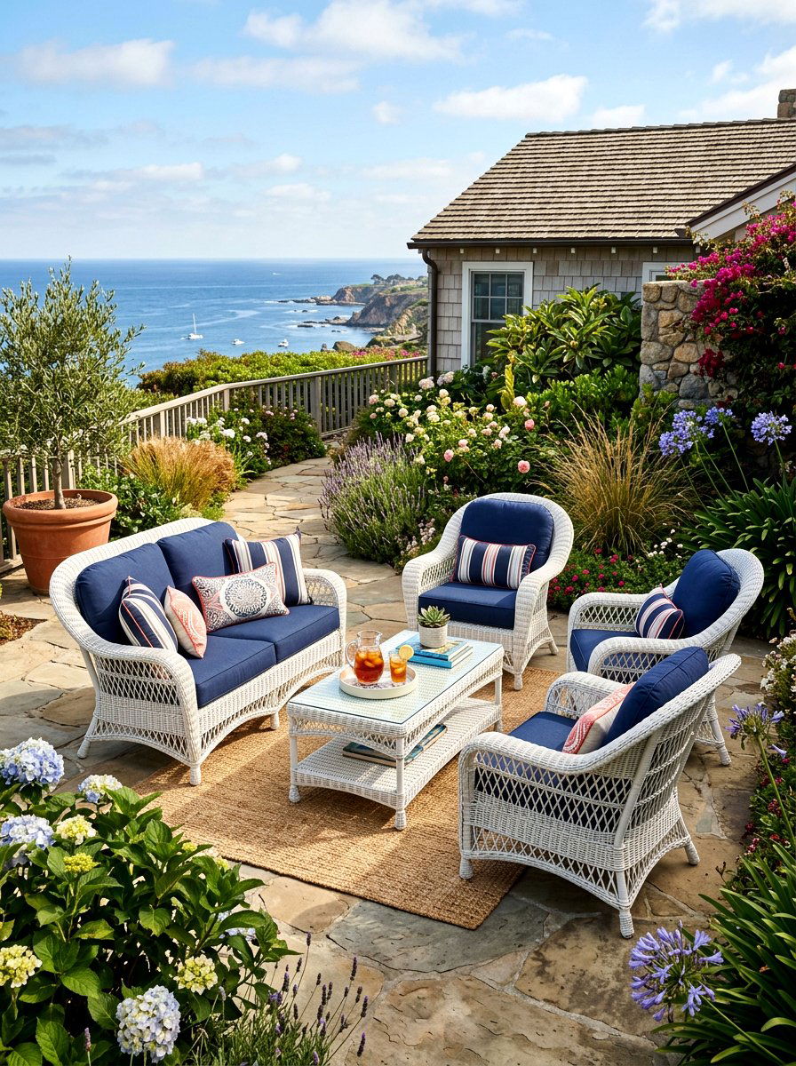 Wicker patio set - 25 Patio Spring Decor Ideas