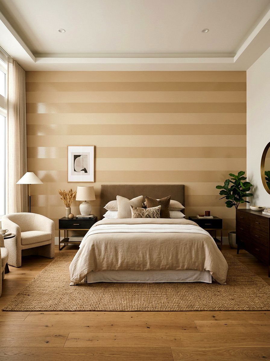 Wide Stripe Accent Wall - 25 Spring Striped Decor Ideas