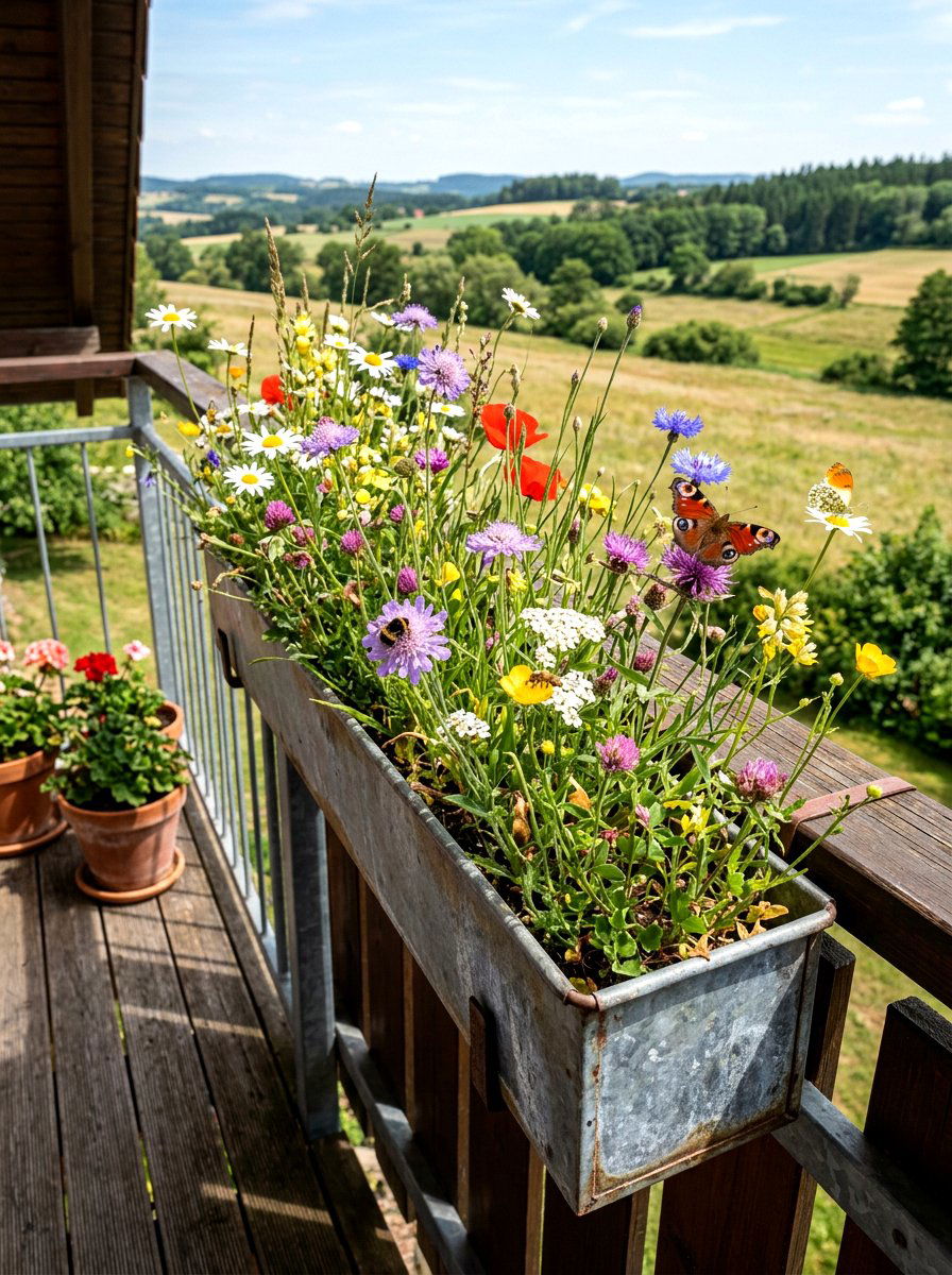 Wildflower Balcony Box - 25 Spring Balcony Flower Box Ideas