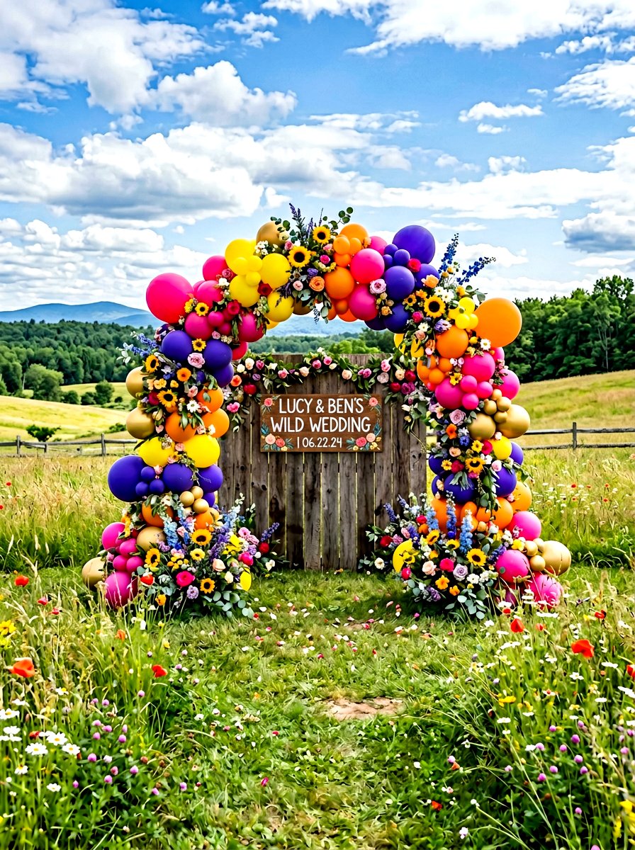 Wildflower Balloon Arch - 25 Spring Balloon Garland Ideas