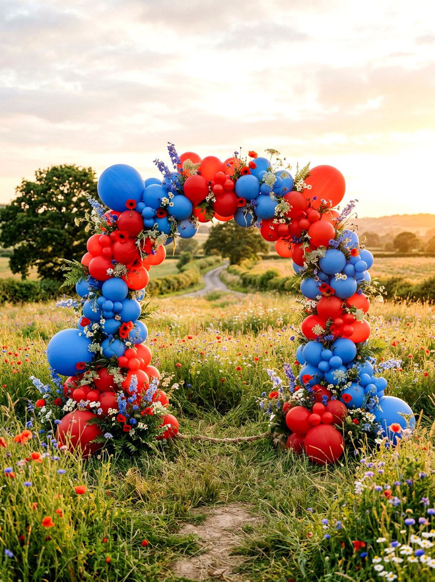 Wildflower Balloon Backdrop - 25 Spring Balloon Arch Ideas for Party