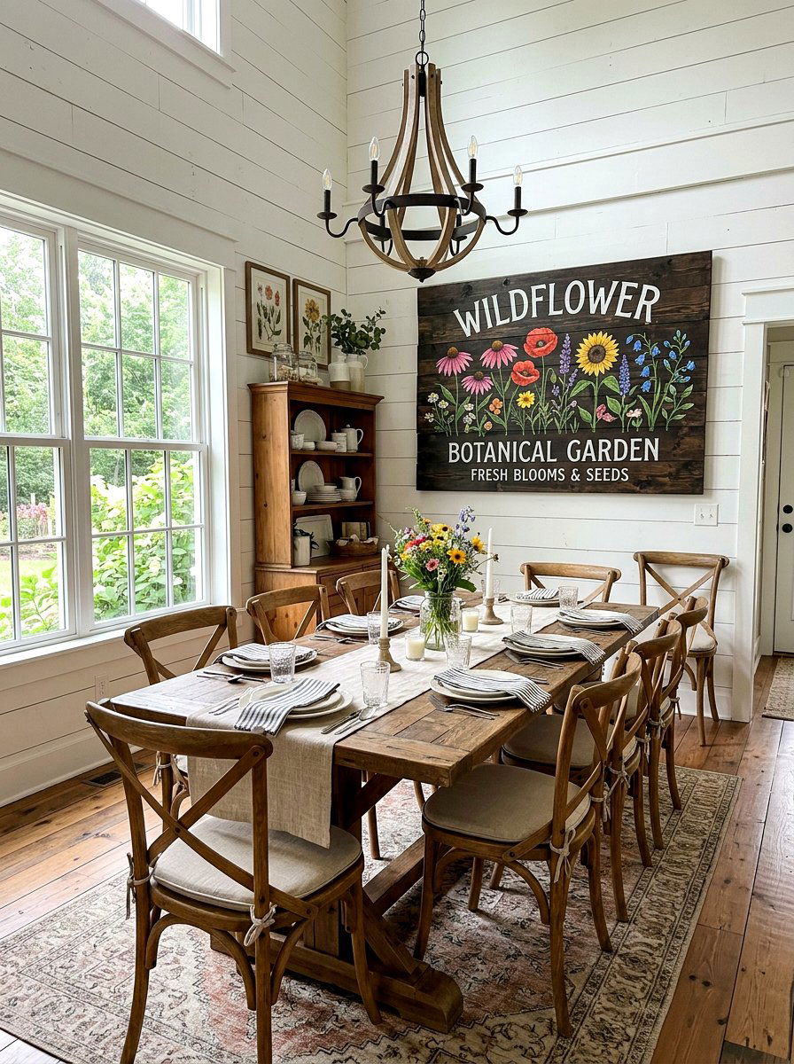Wildflower Botanical Wall Decor - 25 Spring Farmhouse Sign Ideas