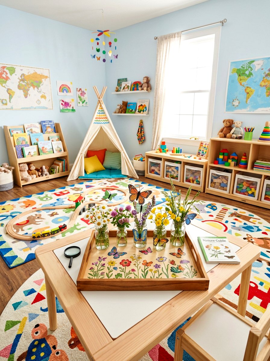 Wildflower Butterfly Tray - 25 Spring Round Tray Decor Ideas