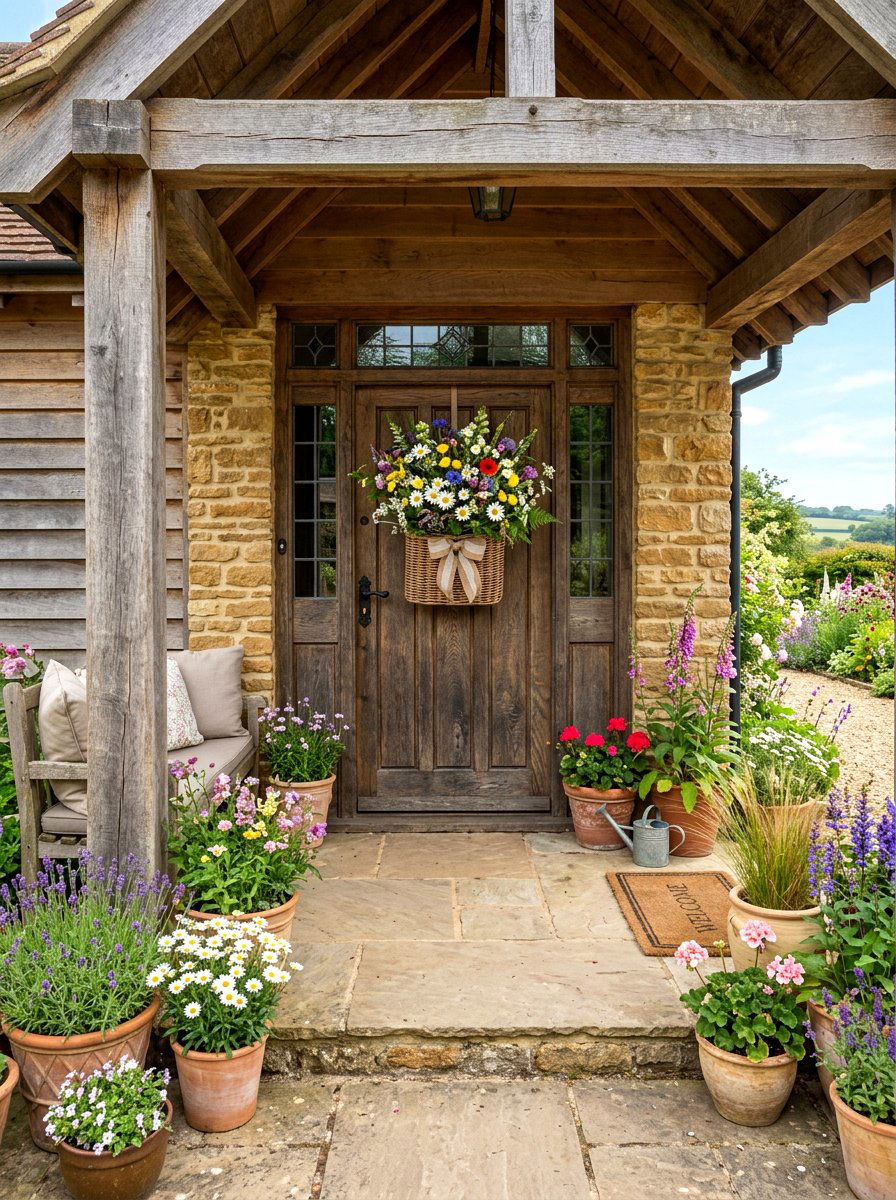 Wildflower Daisy Basket - 25 Spring Daisy Wreath Ideas