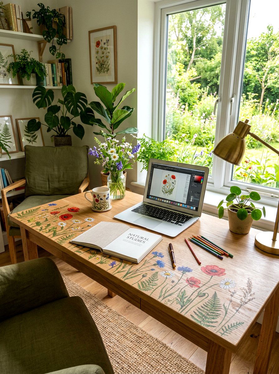 Wildflower Desk - 25 Spring Decoupage Furniture Ideas