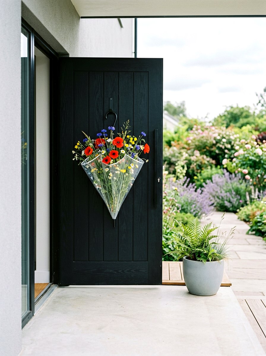 Wildflower Door Umbrella - 25 Spring Umbrella Door Decor Ideas