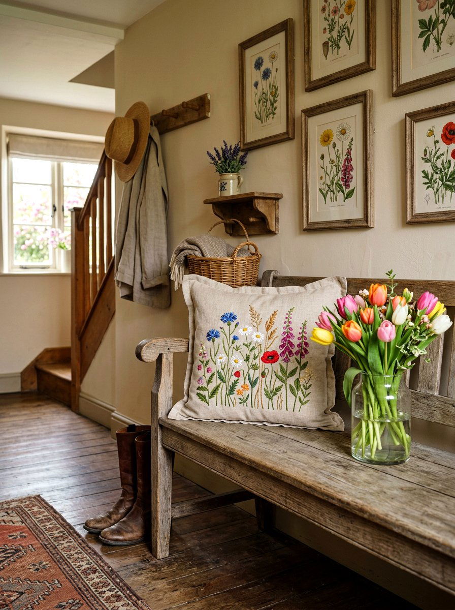 Wildflower Embroidered Pillow - 25 Spring Throw Pillow Ideas