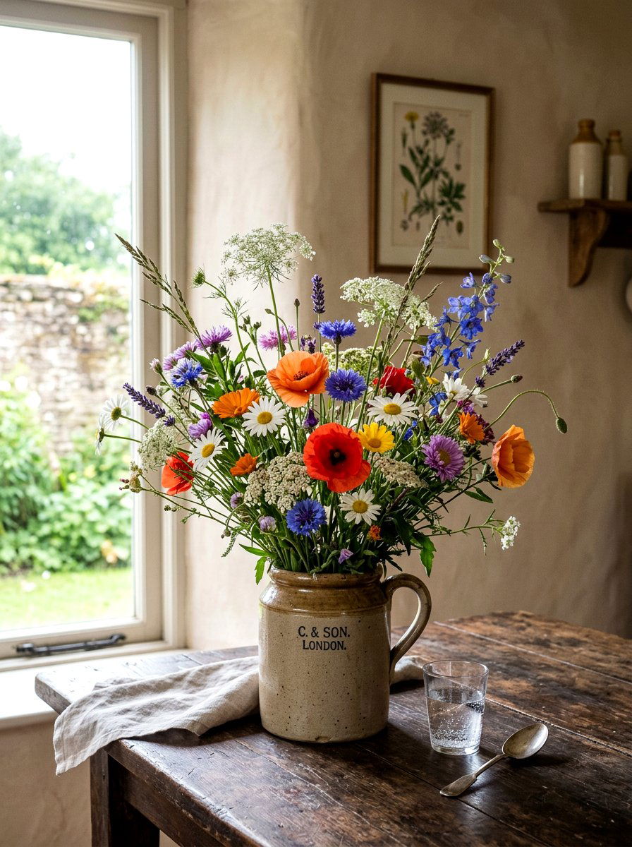 Wildflower Floral Arrangement - 25 Spring Dining Table Centerpiece Ideas