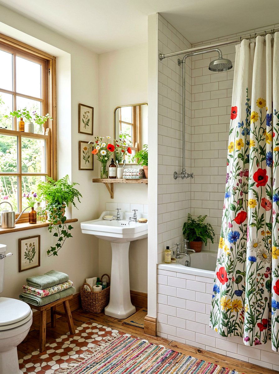 Wildflower Garden Bathroom - 25 Spring Shower Curtain Ideas