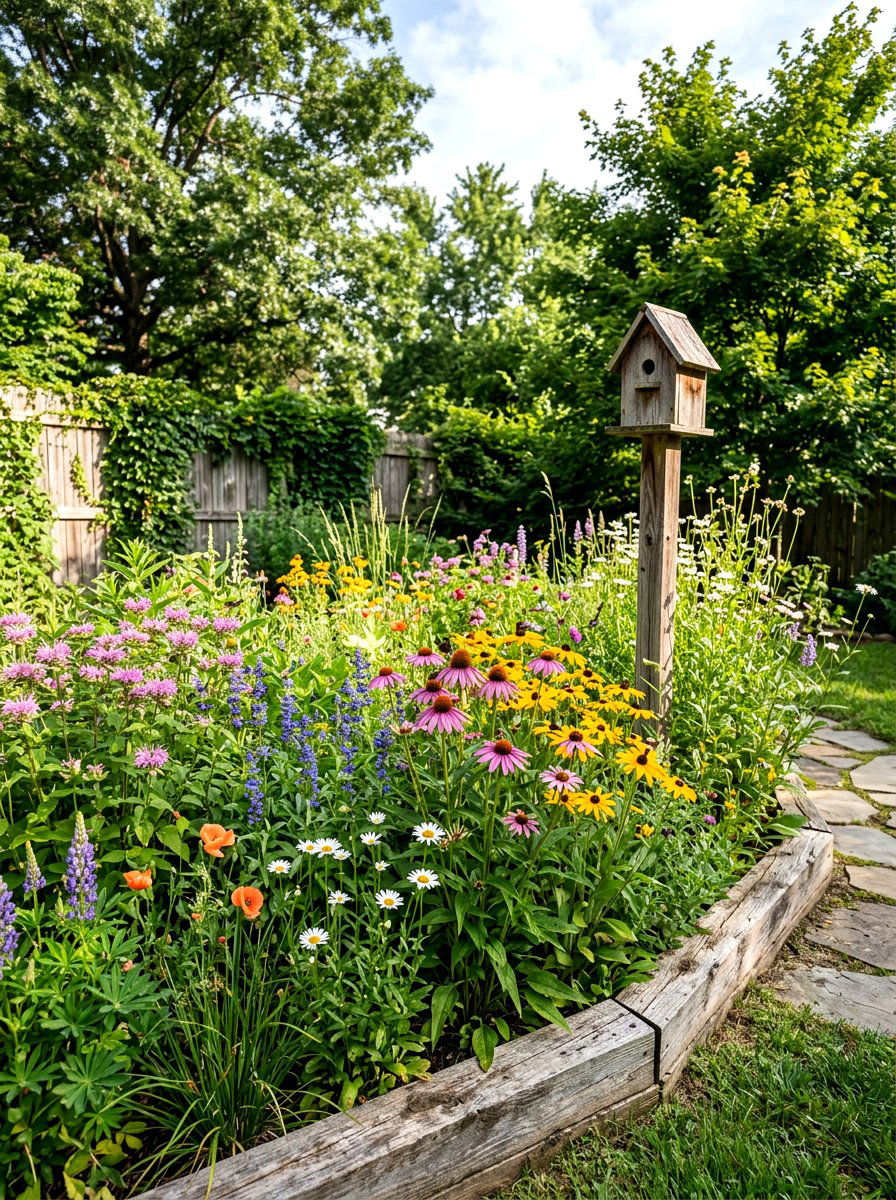 Wildflower Garden Bed - 25 Spring Backyard Corner Decor Ideas