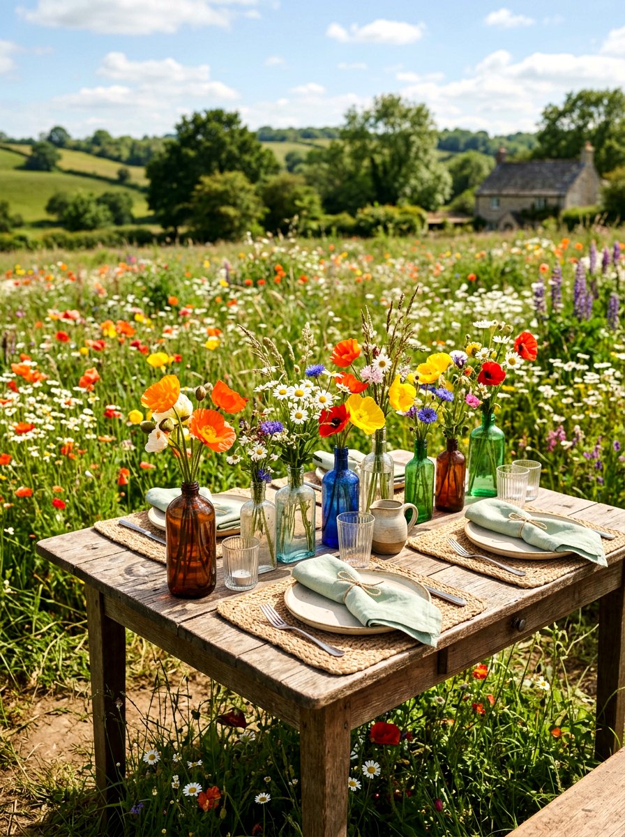 Wildflower Garden Table - 25 Spring Wedding Table Decor Ideas