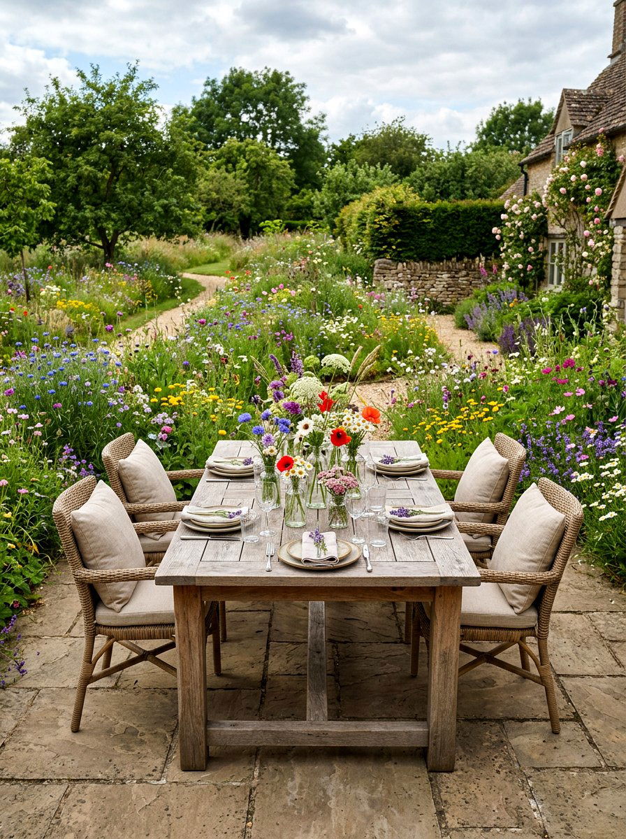 Wildflower Garden Table - 25 Spring Dinner Party Table Ideas