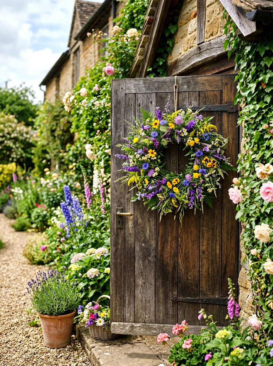 Wildflower Garden Wreath - 25 Spring Oversized Wreath Ideas