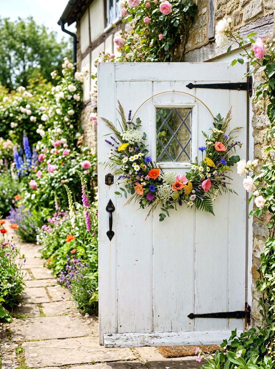 Wildflower Hoop Wreath - 25 Spring Flower Wreath Hoop Ideas