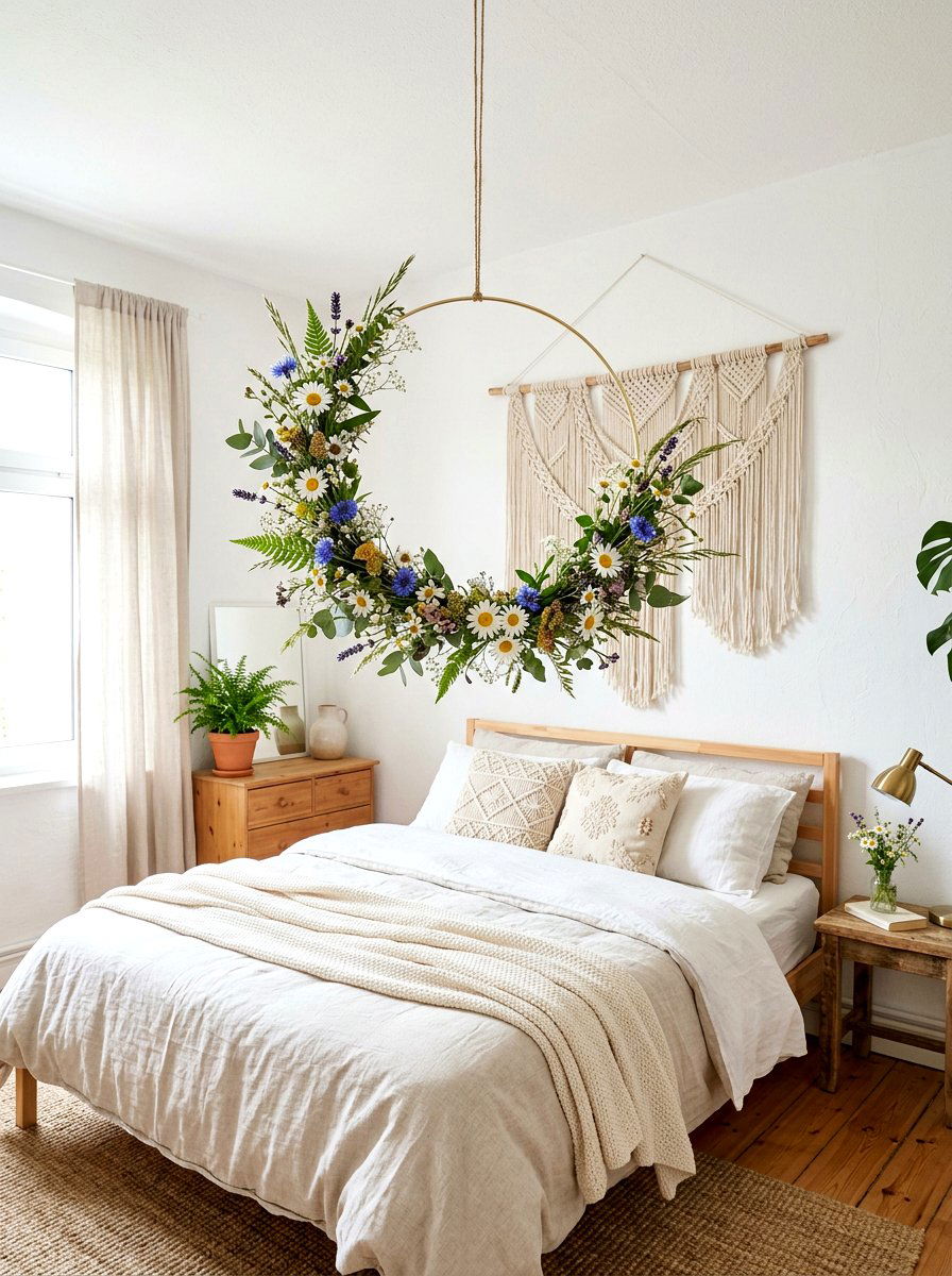 Wildflower Hoop Wreath - 25 Spring Chandelier Wreath Ideas