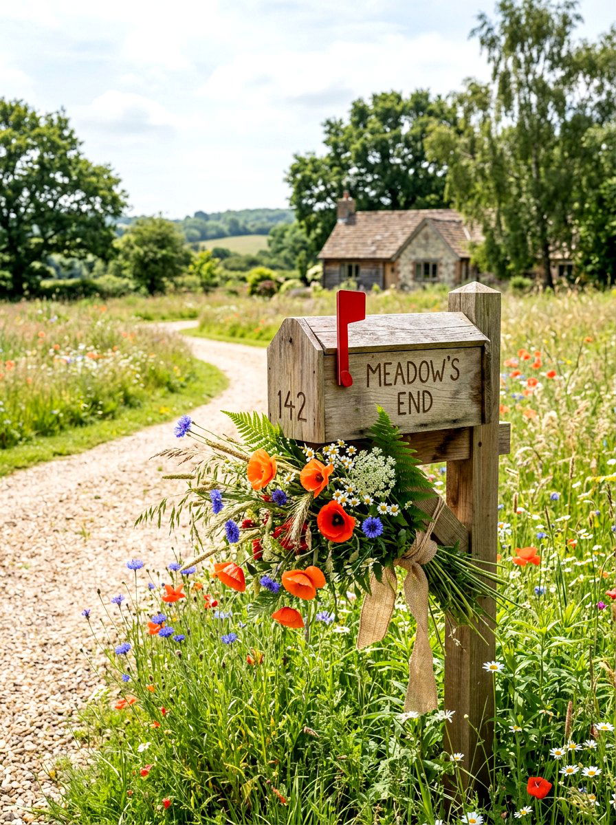 Wildflower Mailbox Swag - 25 Spring Mailbox Topper Ideas