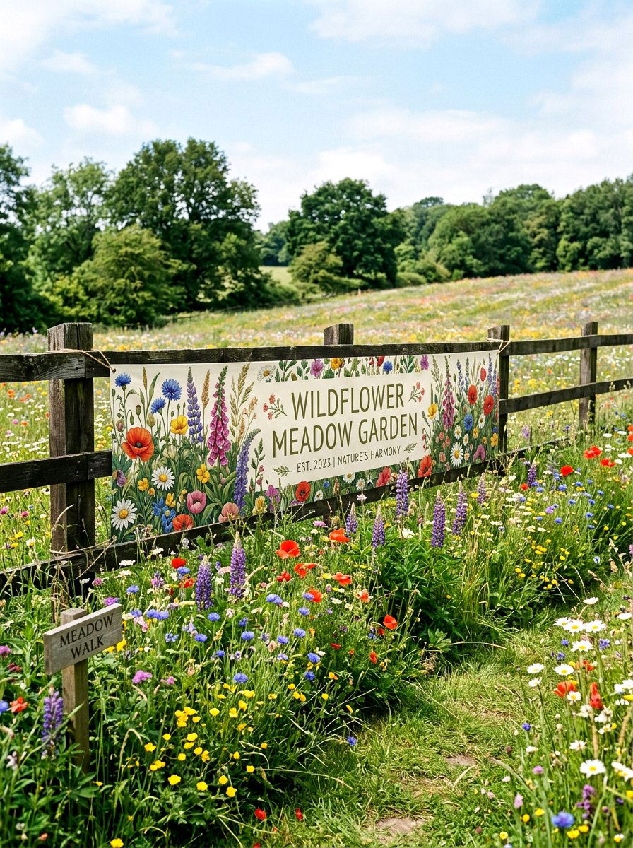 Wildflower Meadow Garden Banner - 25 Spring Outdoor Banner Ideas