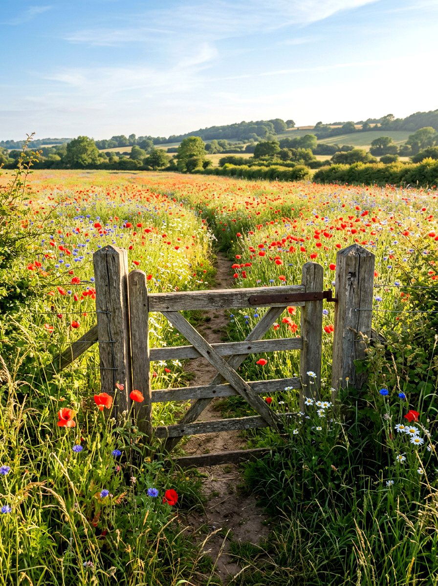 Wildflower Meadow Gate Entry - 25 Spring Front Gate Decor Ideas