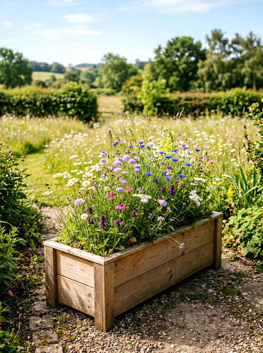 Wildflower Meadow Planter Box - 25 Spring Planter Box Ideas
