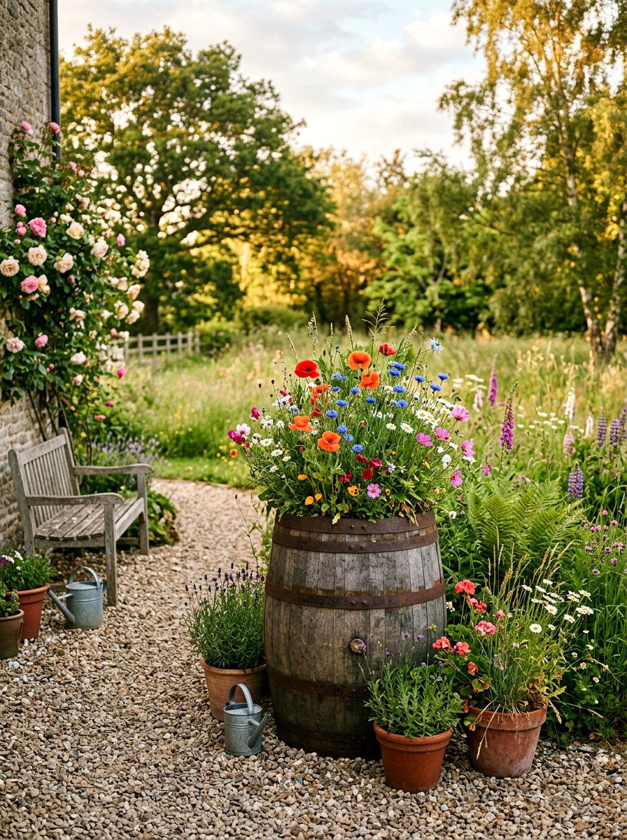 Wildflower Mix Pots - 25 Spring Patio Planter Arrangement Ideas