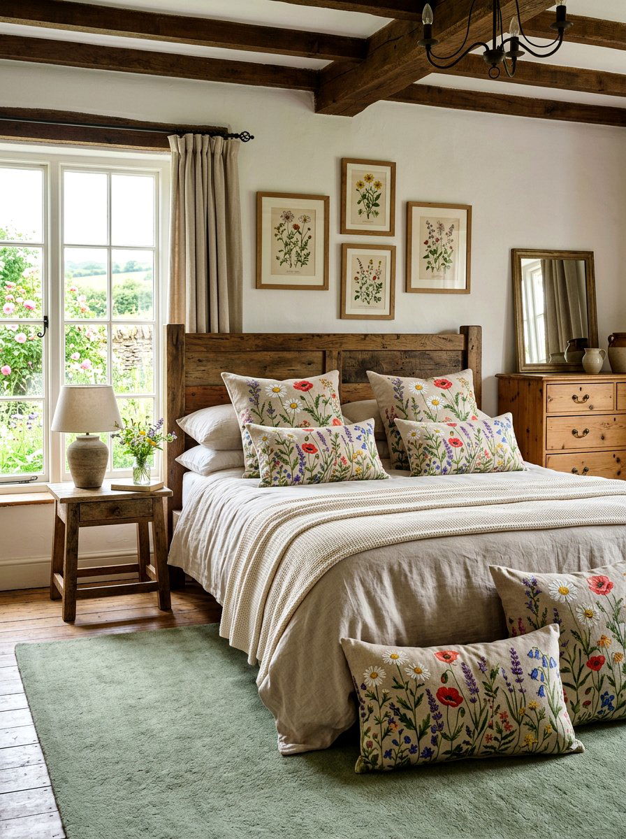 Wildflower Pattern Pillow - 25 Spring Bedroom Pillow Ideas