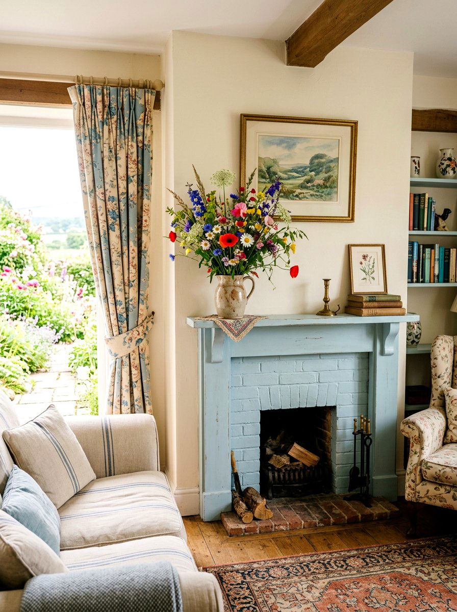 Wildflower Pitcher Vase - 25 Spring Mantel Arrangement Ideas