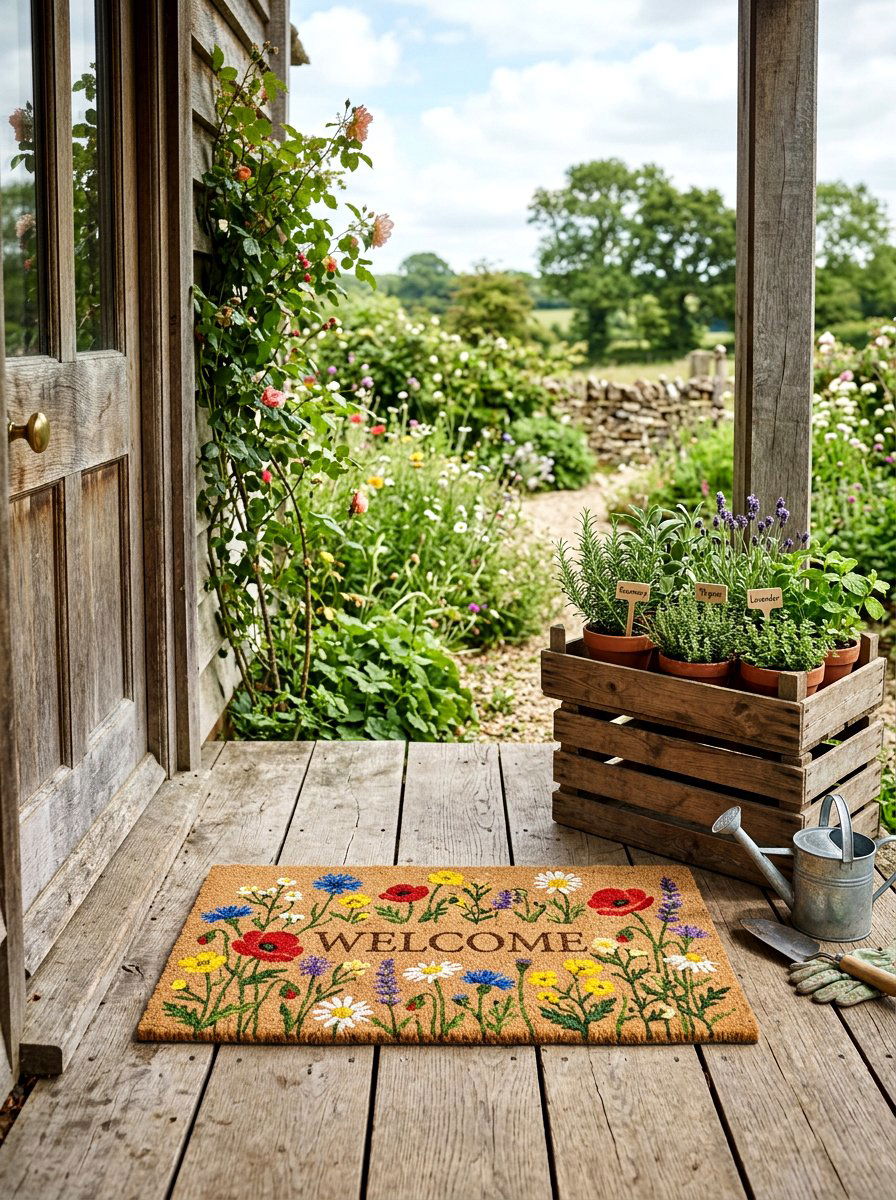 Wildflower Porch Mat - 25 Spring Doormat Ideas