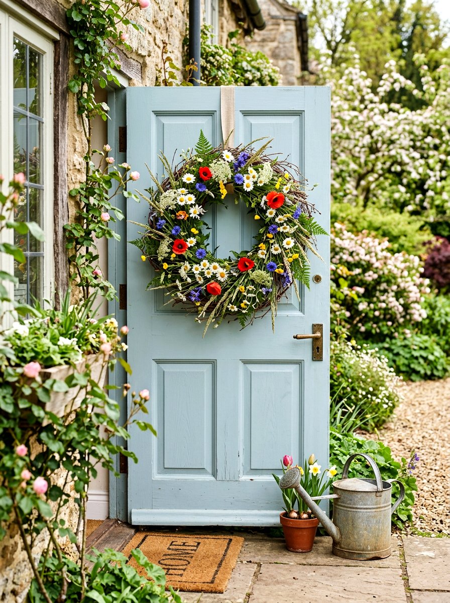 Wildflower Spring Wreath - 25 Spring Outdoor Wreath Ideas