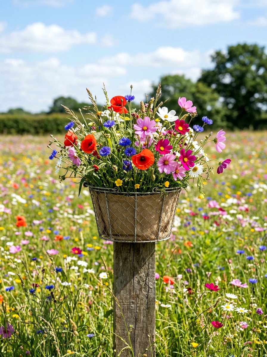 Wildflower Style Basket - 25 Spring Flower Basket Ideas