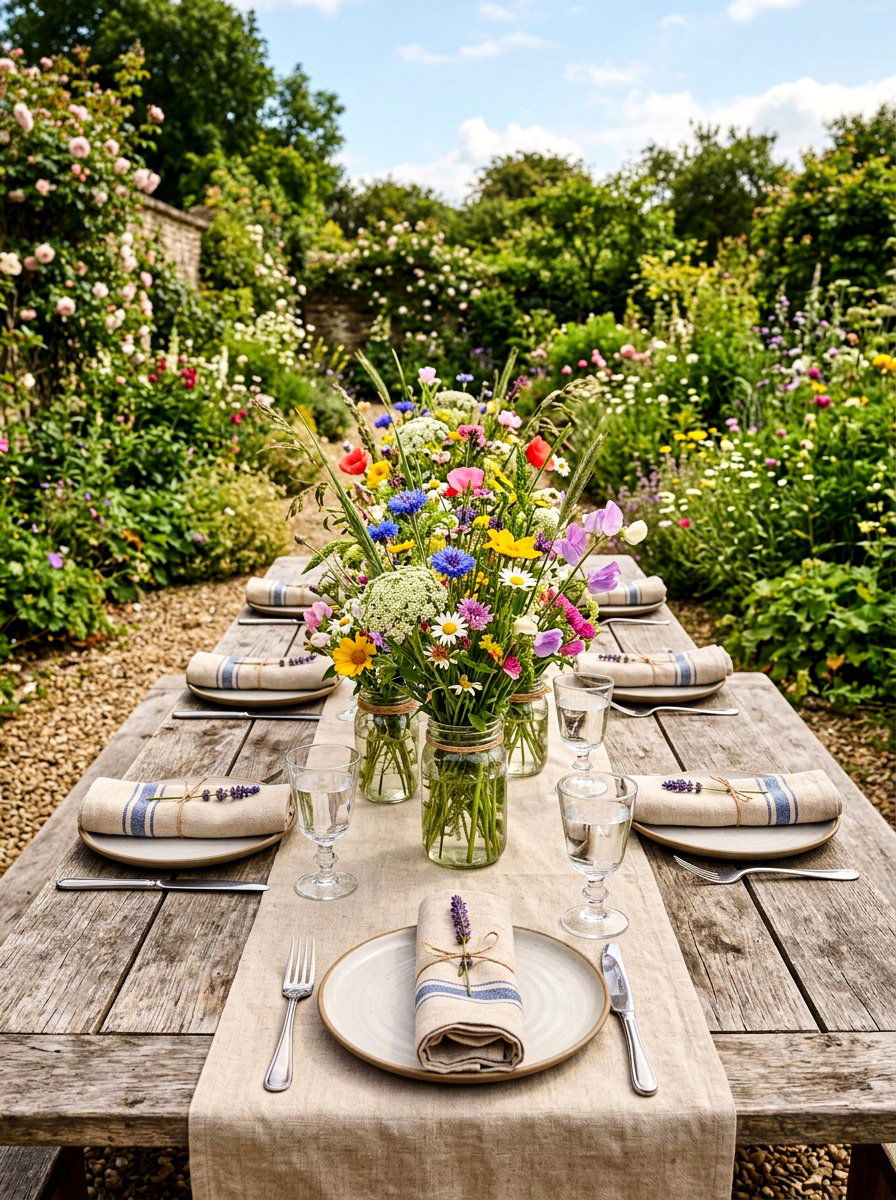 Wildflower Table Setting - 25 Spring Baby Shower Decor Ideas