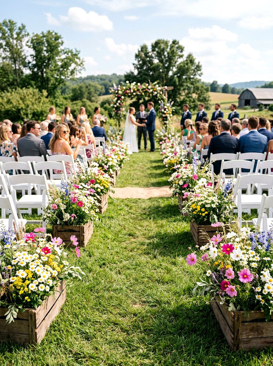 Wildflower Wedding Aisle - 25 Spring Wedding Decor Ideas