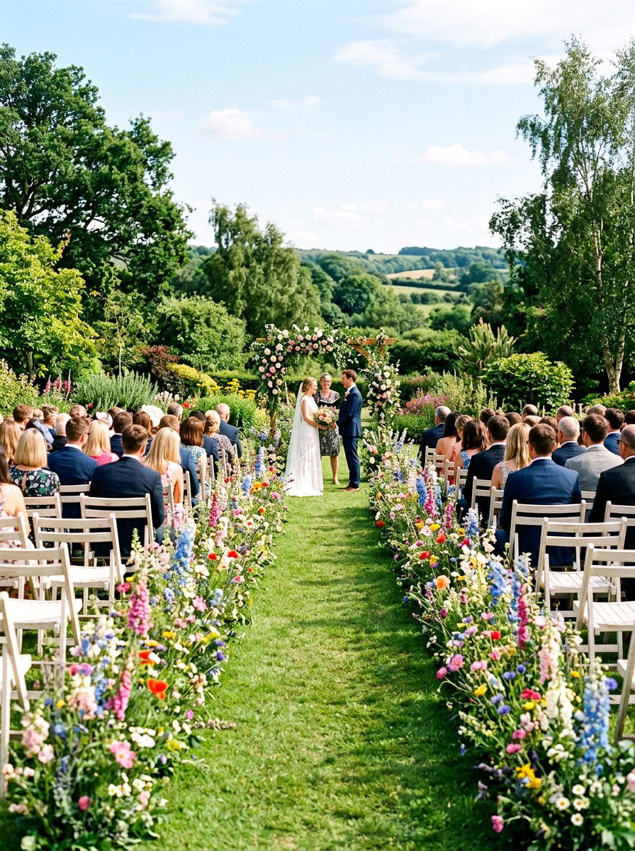 Wildflower Wedding Aisle - 25 Spring Outdoor Wedding Decor Ideas