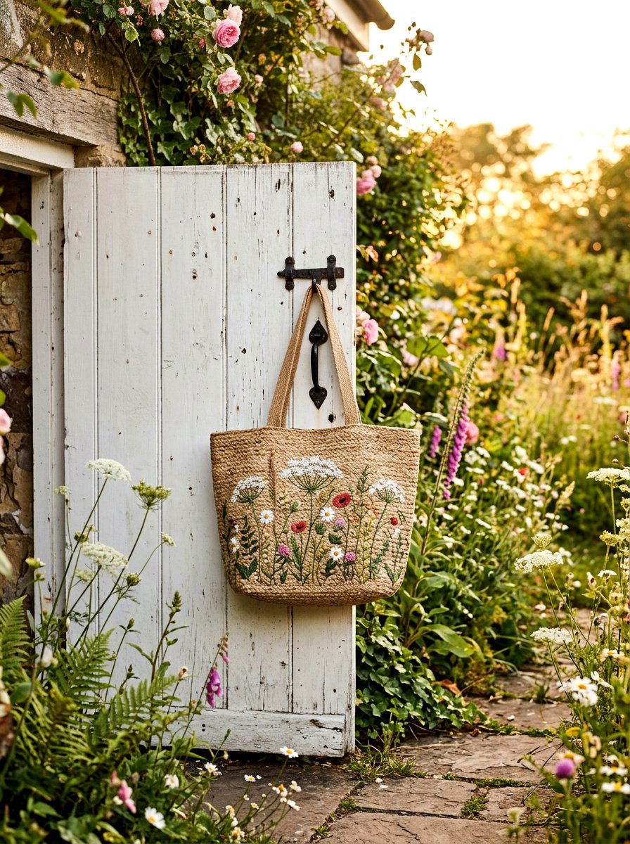 Wildflower Woven Tote Bag - 25 Spring DIY Door Basket Ideas