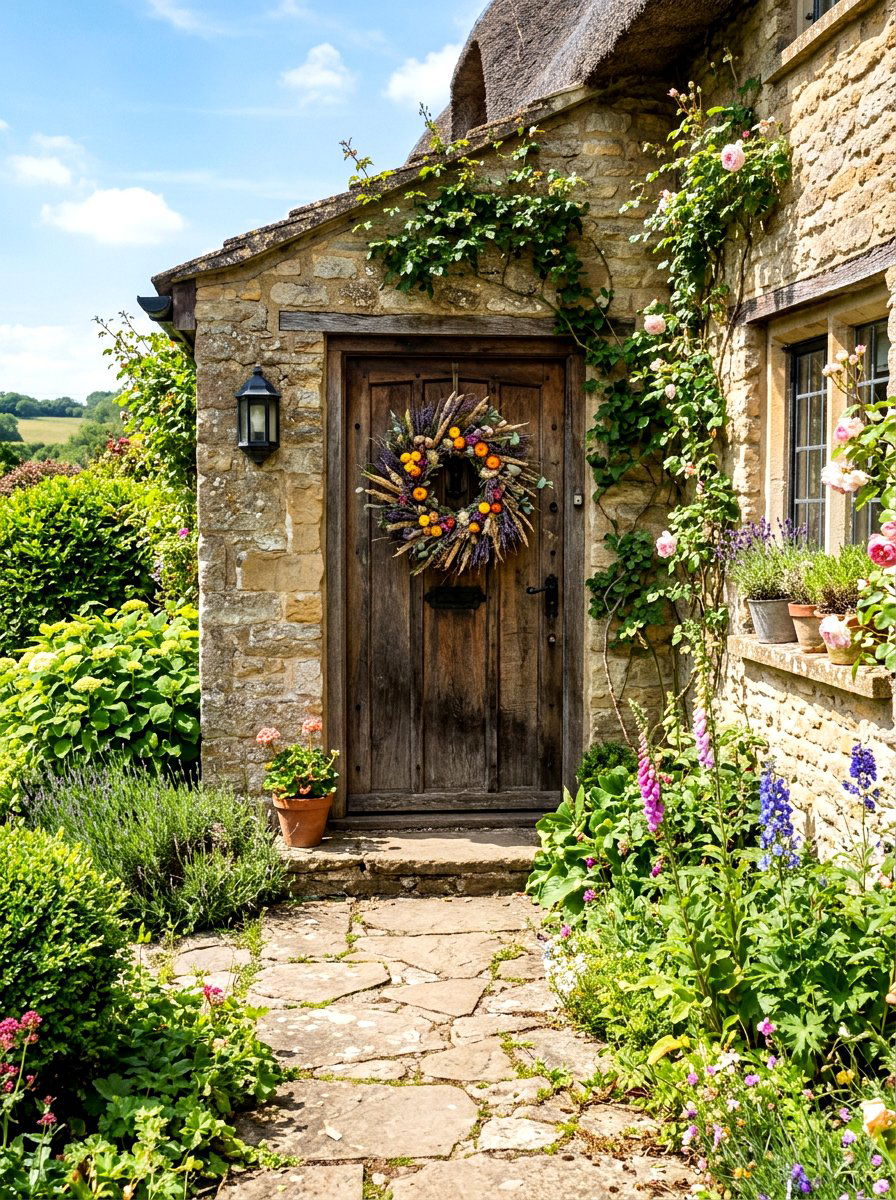 Wildflower Wreath Door Decor - 25 Spring Wildflower Arrangement Ideas