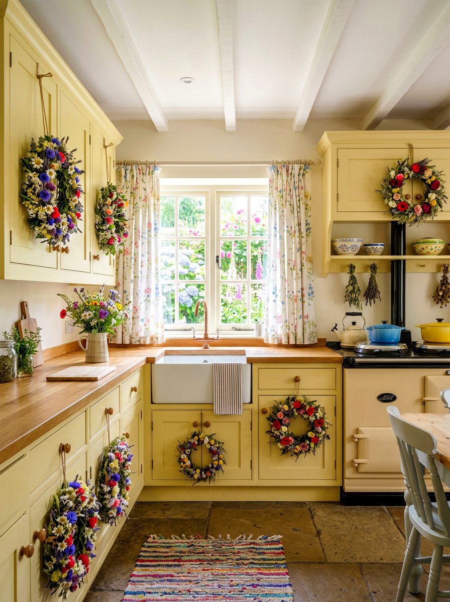 Wildflower Wreath - 25 Spring Cabinet Wreath Ideas